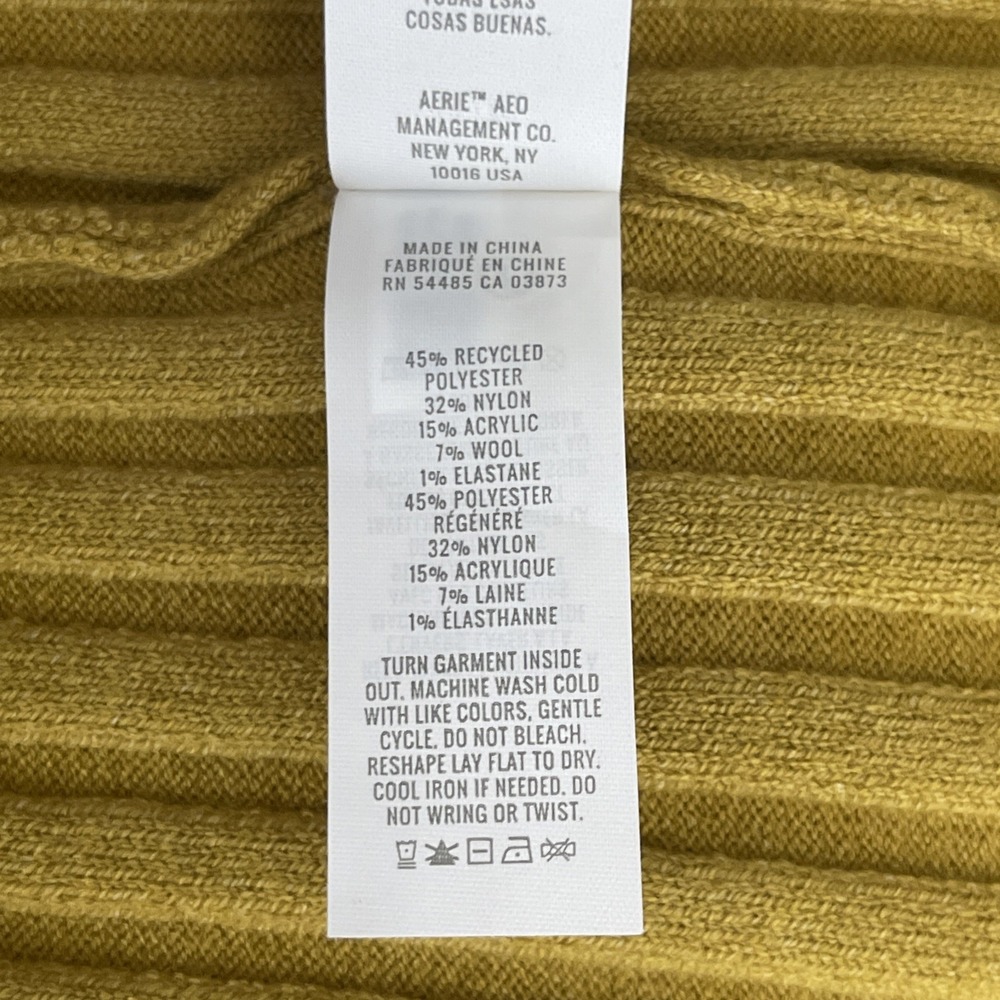 Aerie Take Charge Pleated Sweater Skirt Womens Size XL Mustard Yellow Stretch - Picture 8 of 11